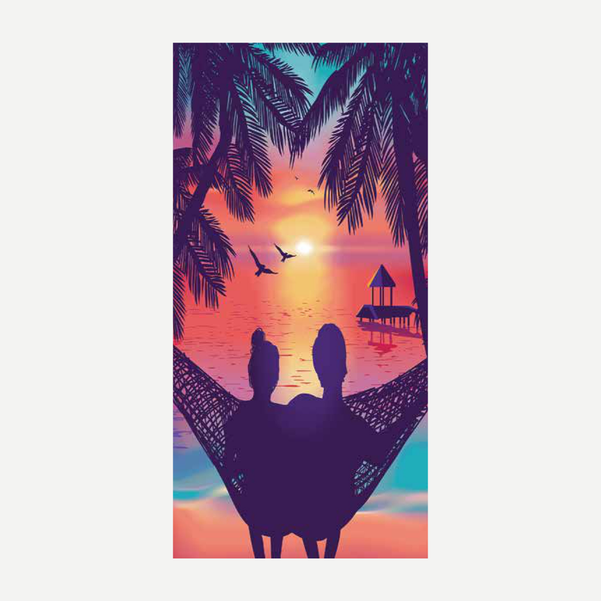 Beachy Sunset Lovers Velour Towel