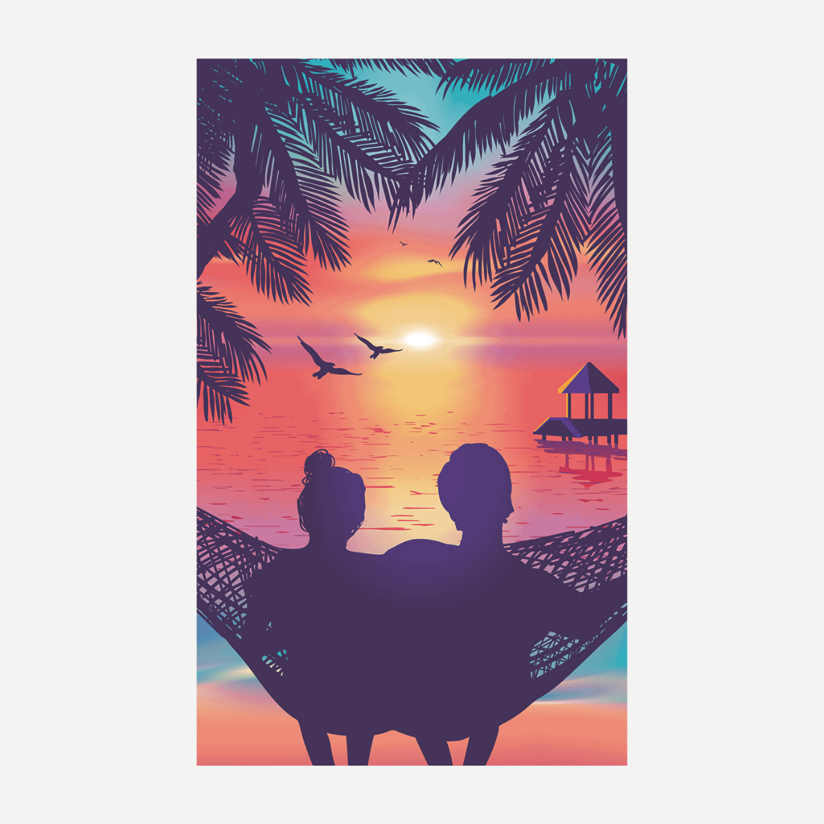 Couple at Sunset – 54" x 68" Beach Towel