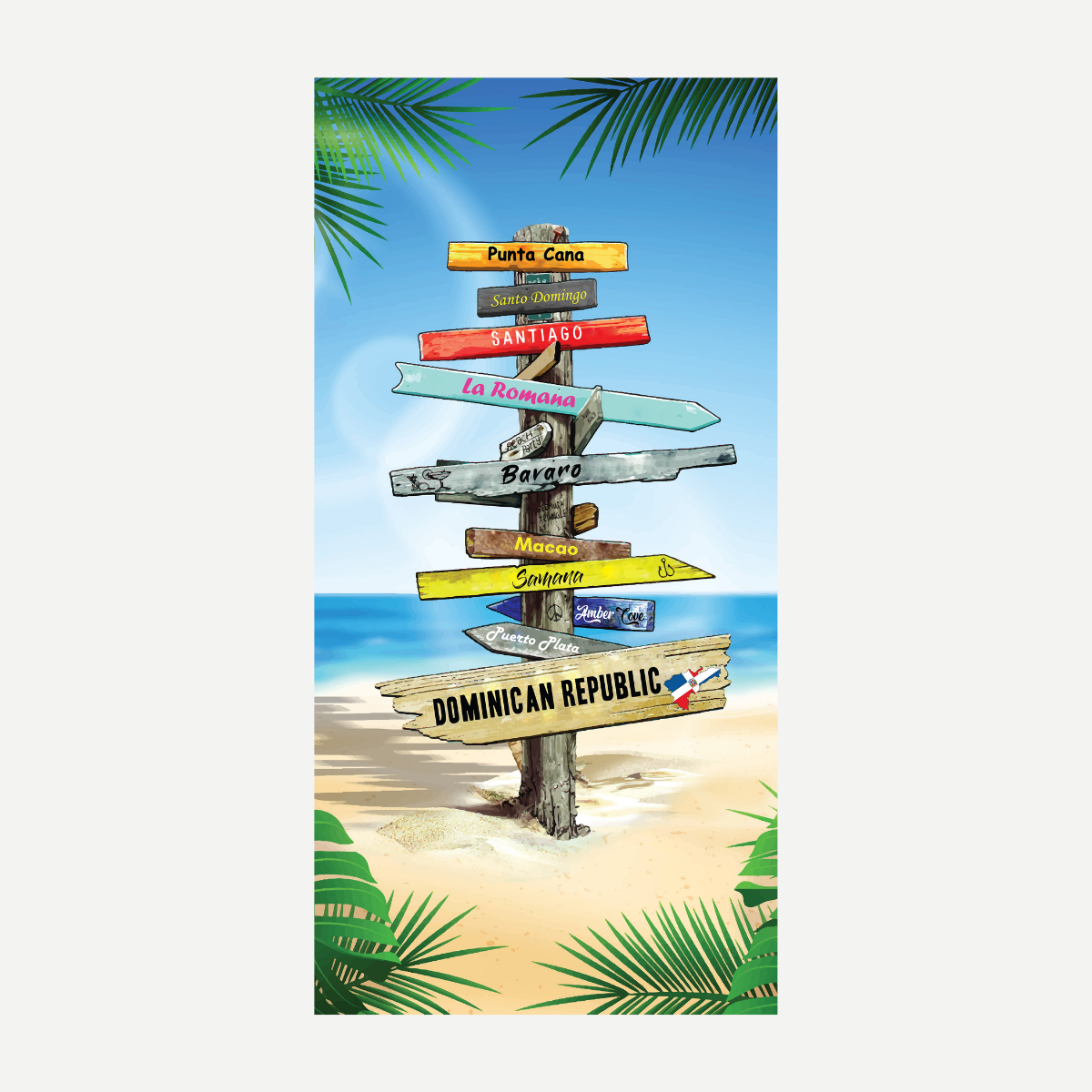 Dominican Republic Road Signs Beach Towel