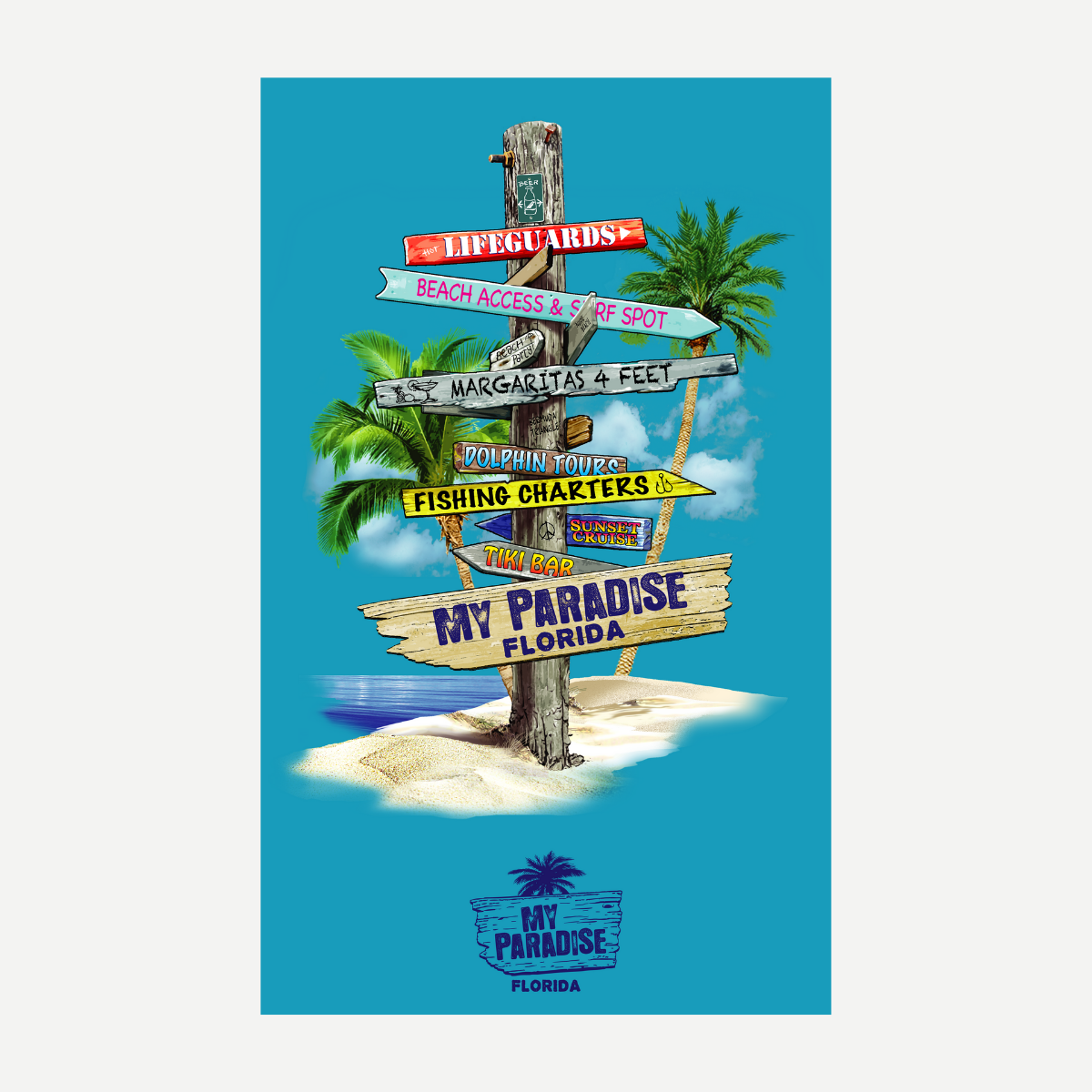 My Paradise Sign Post Beach Blanket 54x68