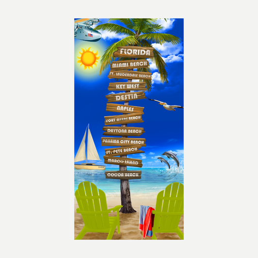 Florida Beach Signs Beach Towel