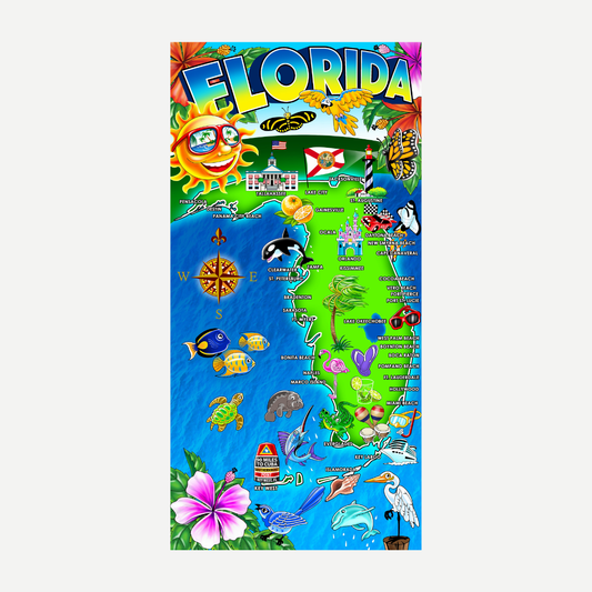 HOT Florida Map Beach Towel