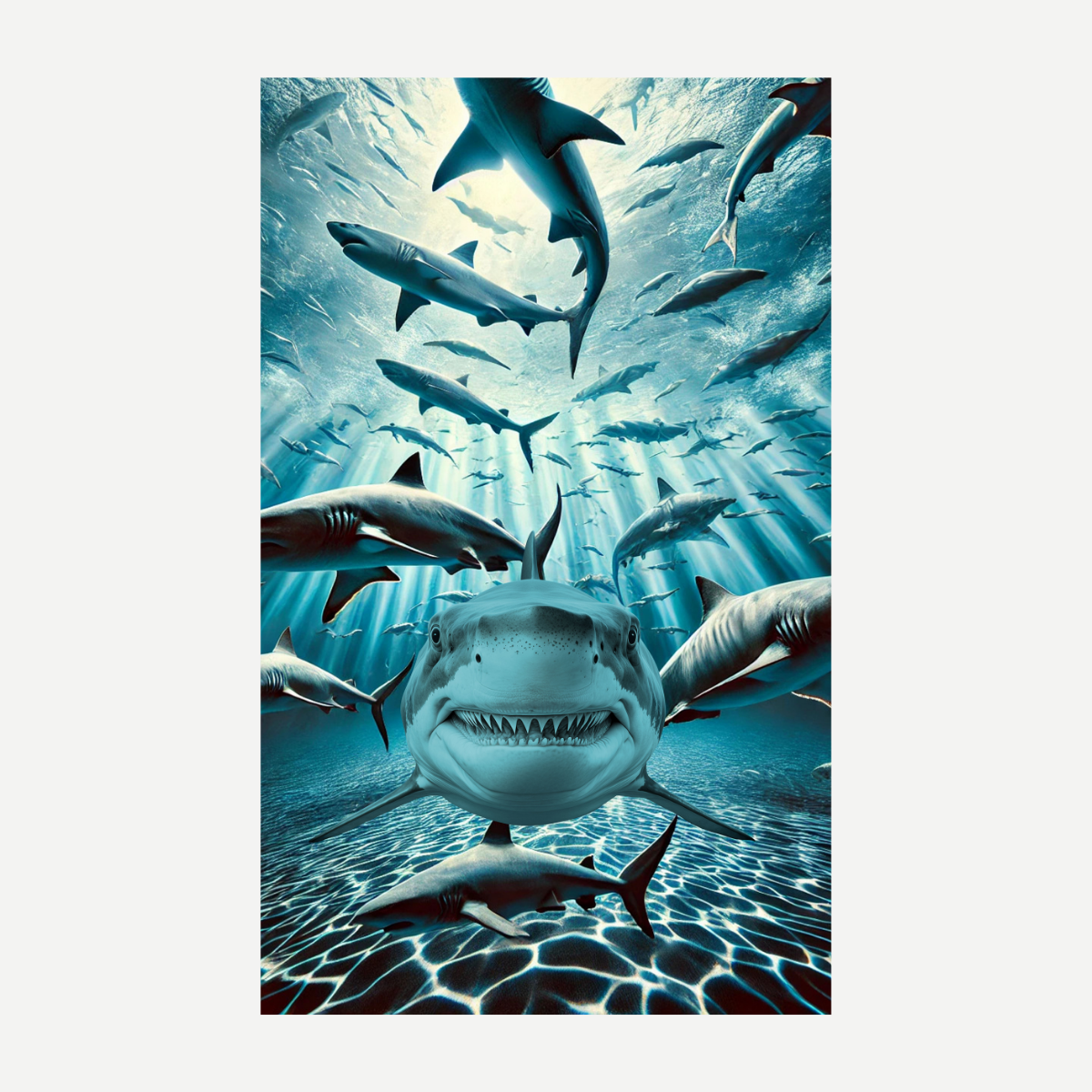 Shark Frenzy Beach Towel 54x68