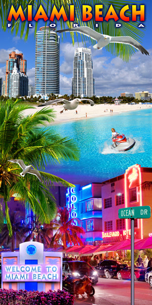 Miami Beach Collage Beach Towel (30x60) - 0116MIA