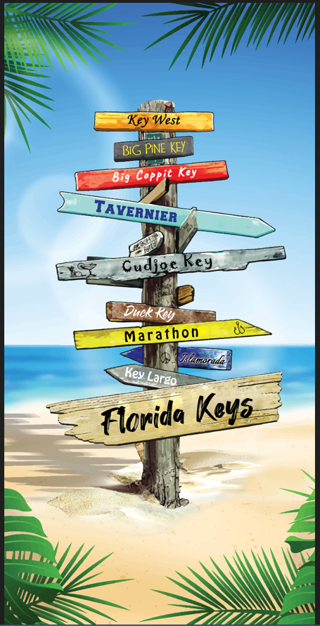 Florida Keys Sign Beach Towel (30x60) - 0337