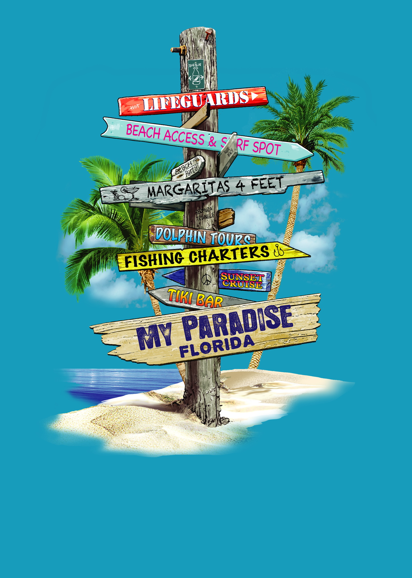 My Paradise Sign Post Florida Beach Blanket (54x68) - 590FL